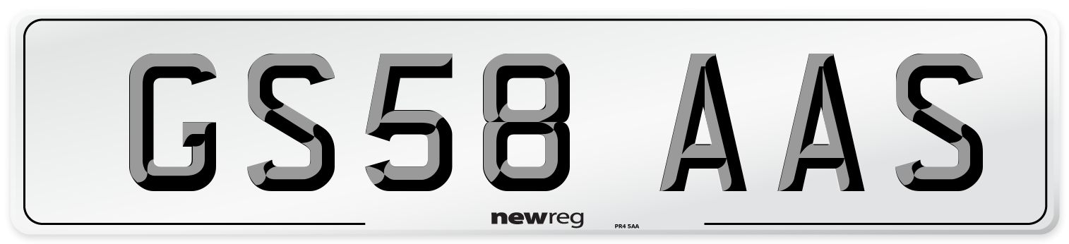 GS58 AAS Number Plate from New Reg